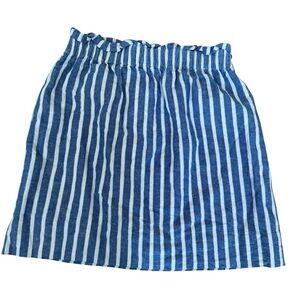J Crew Mini Blue White Striped Linen Blend Skirt Pockets size 2